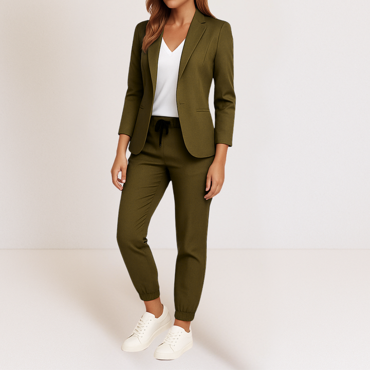 Elena | Women's Elegant Blazer & Tapered Jogger Suit Set