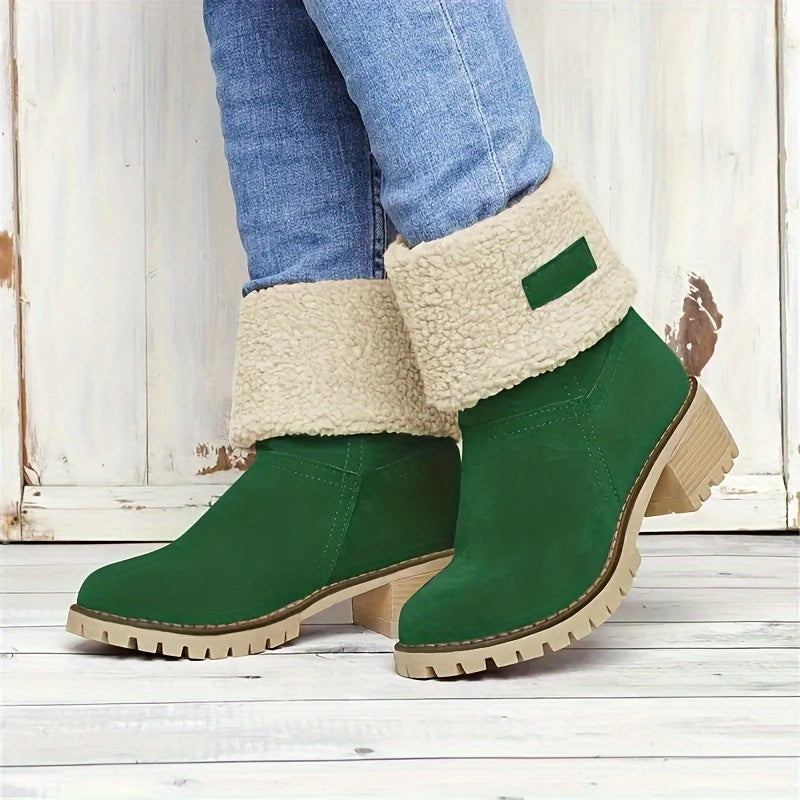 Clara | Women's Fleece-Lined Block Heel Ankle Boots