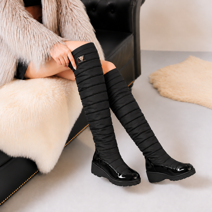 Duvella | Quilted Tall Winter Boots – Cozy Faux Fur Design for Women