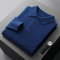 Julian | Maglione polo di lusso in puro cashmere a maniche lunghe