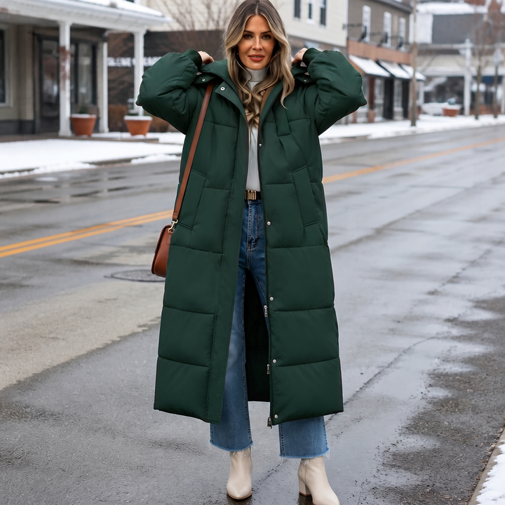 Wabella | Long Hooded Puffer Coat – Warm Close Fit for Women
