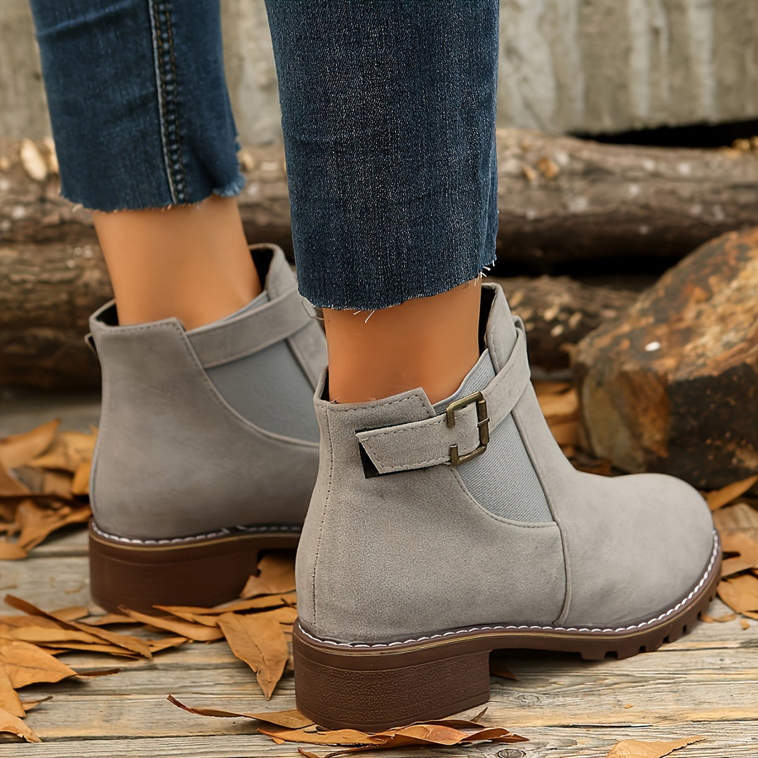 Evelina | Women's Chic Buckle Strap Chelsea Ankle Boots