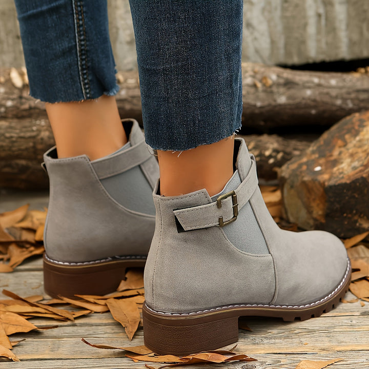Evelina | Women's Chic Buckle Strap Chelsea Ankle Boots