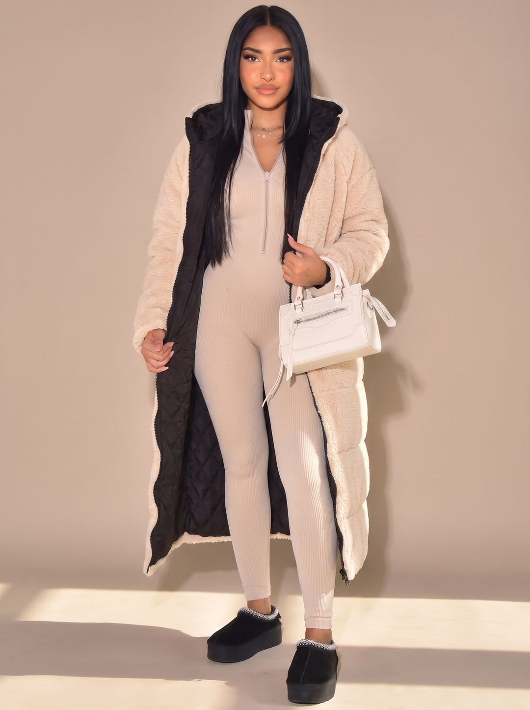 Grace | Reversible Longline Hooded Puffer Coat for Women