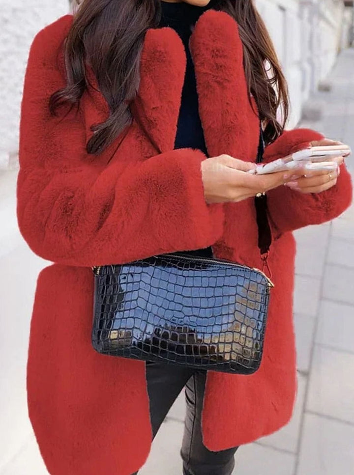 Lunara | Faux Fur Coat – Long Open Front Style for Women
