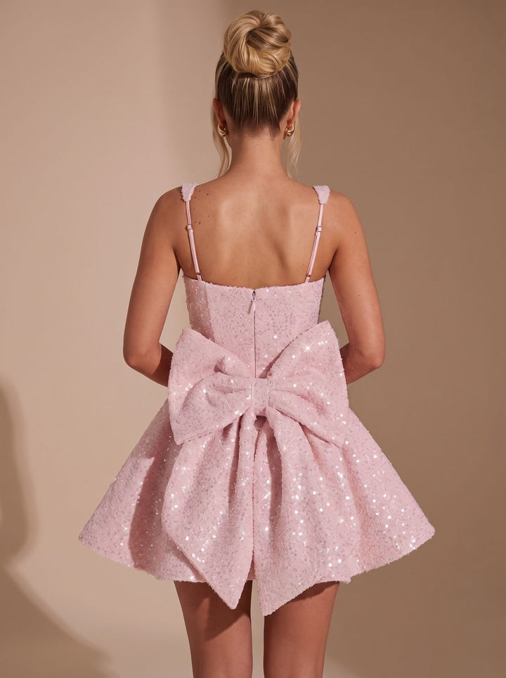 Victoria | Sequin Fit-and-Flare Bow Dress for Women