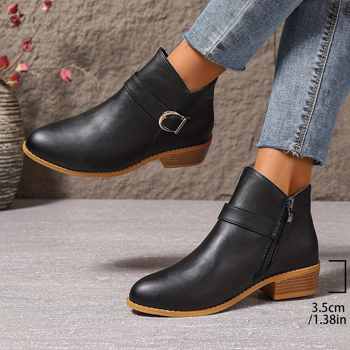 Velmira | Women's Elegant Buckle Detail Chelsea Ankle Boot