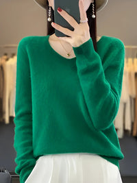 Isabella | Maglione in cashmere con scollo a V verde smeraldo