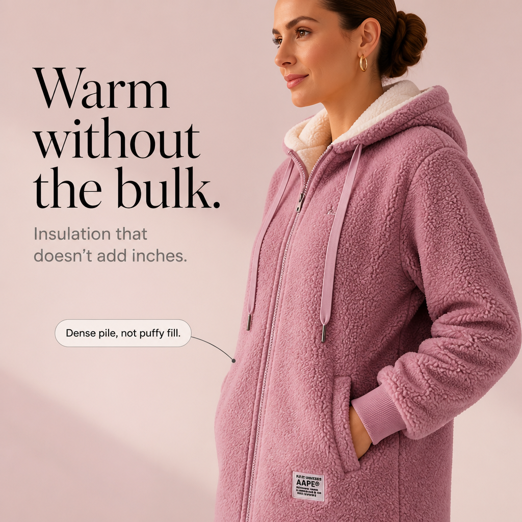 Veloura | Faux-Shearling Jacket – Cozy Mid-Length Hooded Style