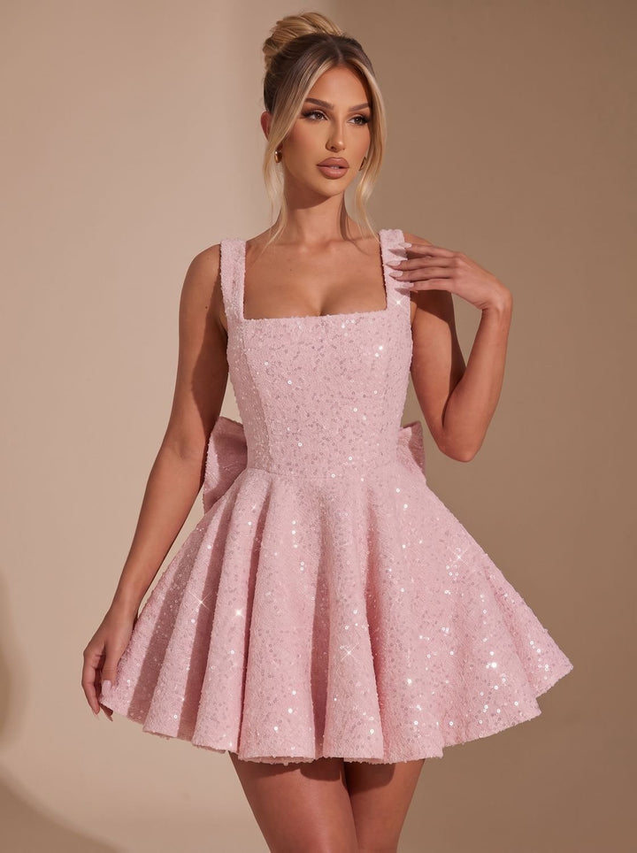 Victoria | Sequin Fit-and-Flare Bow Dress for Women