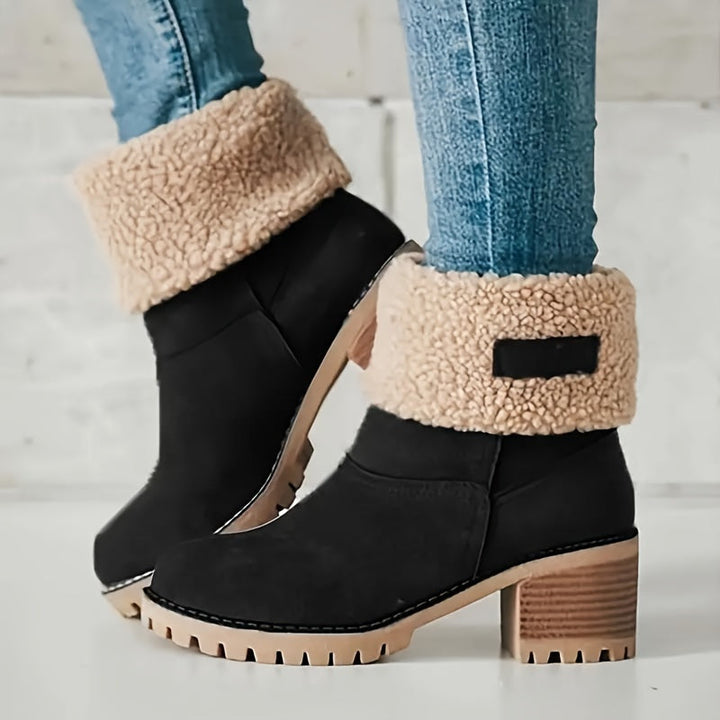 Clara | Women's Fleece-Lined Block Heel Ankle Boots