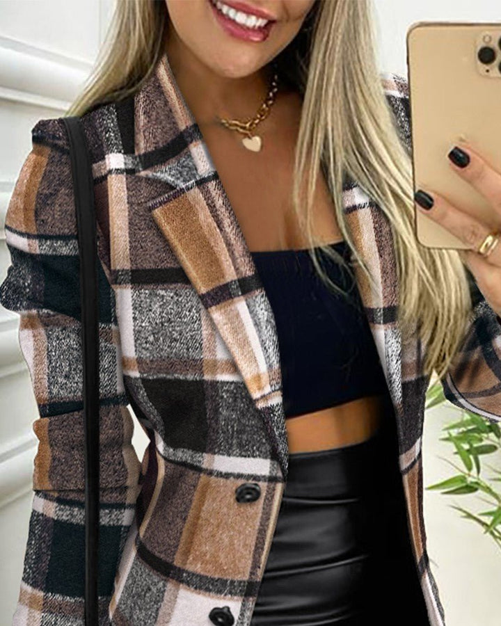 Evelyn | Women's Checked Pattern Tailored Blazer