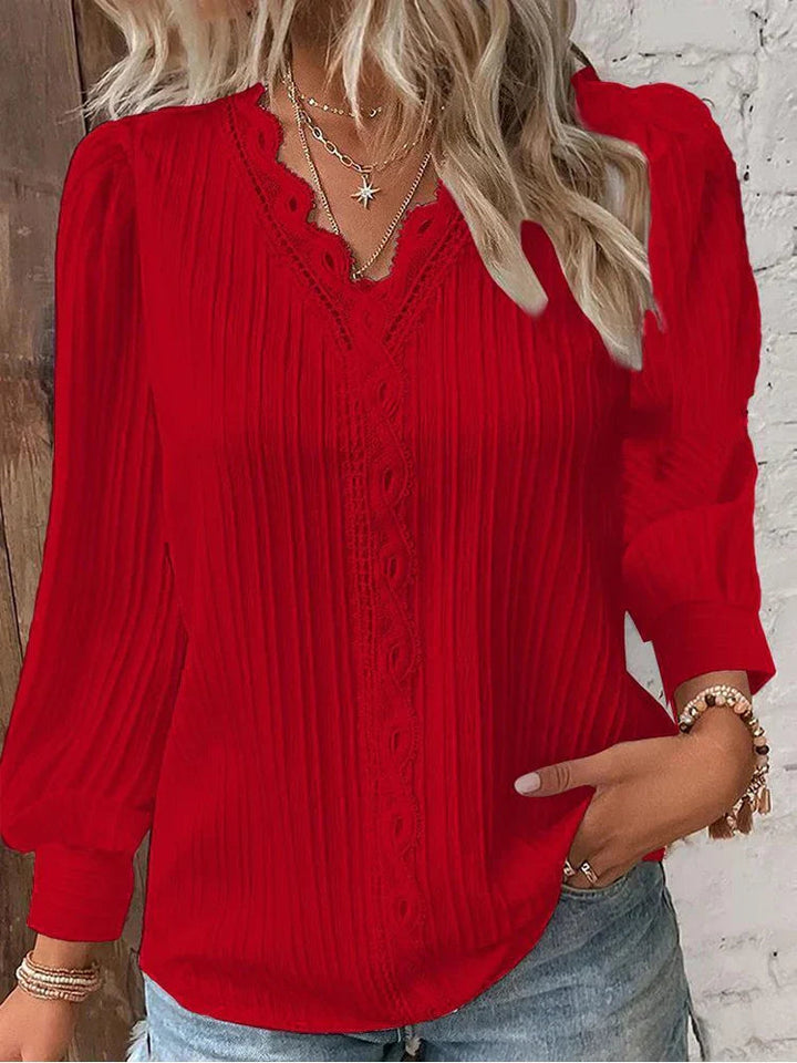 Nola | Lace-Trimmed Blouse – Timeless Elegance for Everyday Wear