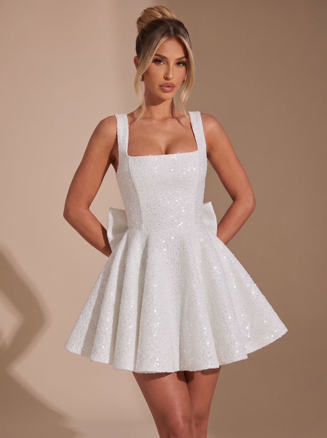 Victoria | Sequin Fit-and-Flare Bow Dress for Women