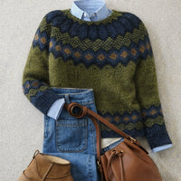 Florencia | Fair Isle Nordic Knit Relaxed-Fit Crew-Neck Sweater