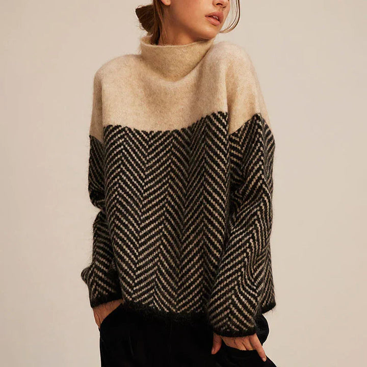 Seraphina | Chevron Knit Turtleneck Sweater
