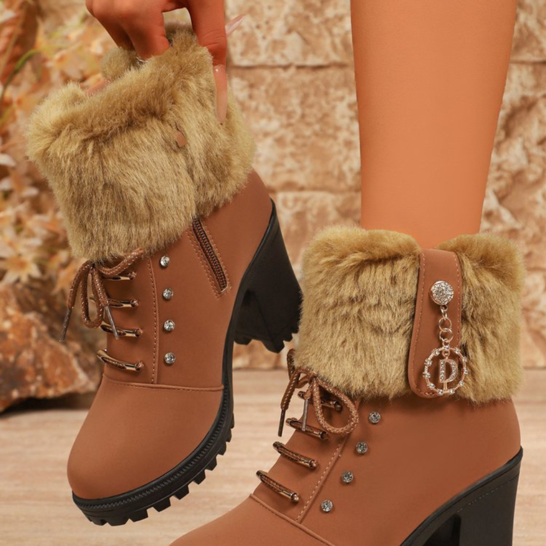 Velura | Faux Fur Winter Boots – Cozy Block Heel Style for Women