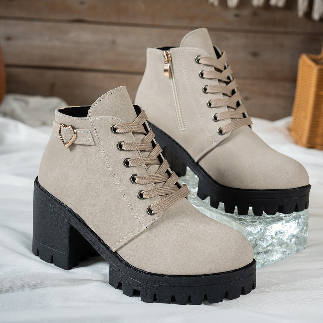 Alurelle | Schicke Schnürstiefeletten mit Blockabsatz für Damen