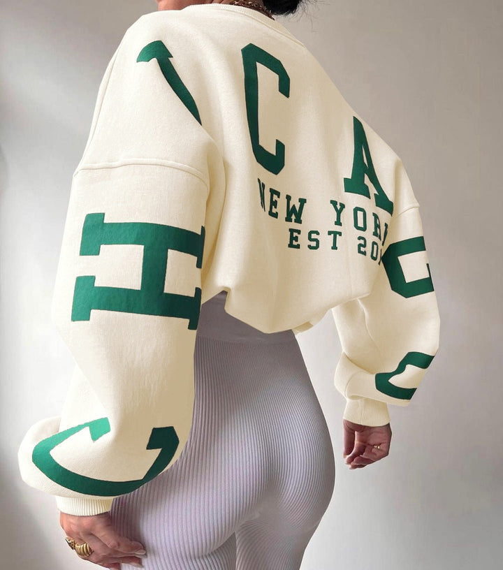 Isalyn | Felpa girocollo casual oversize con interno felpato