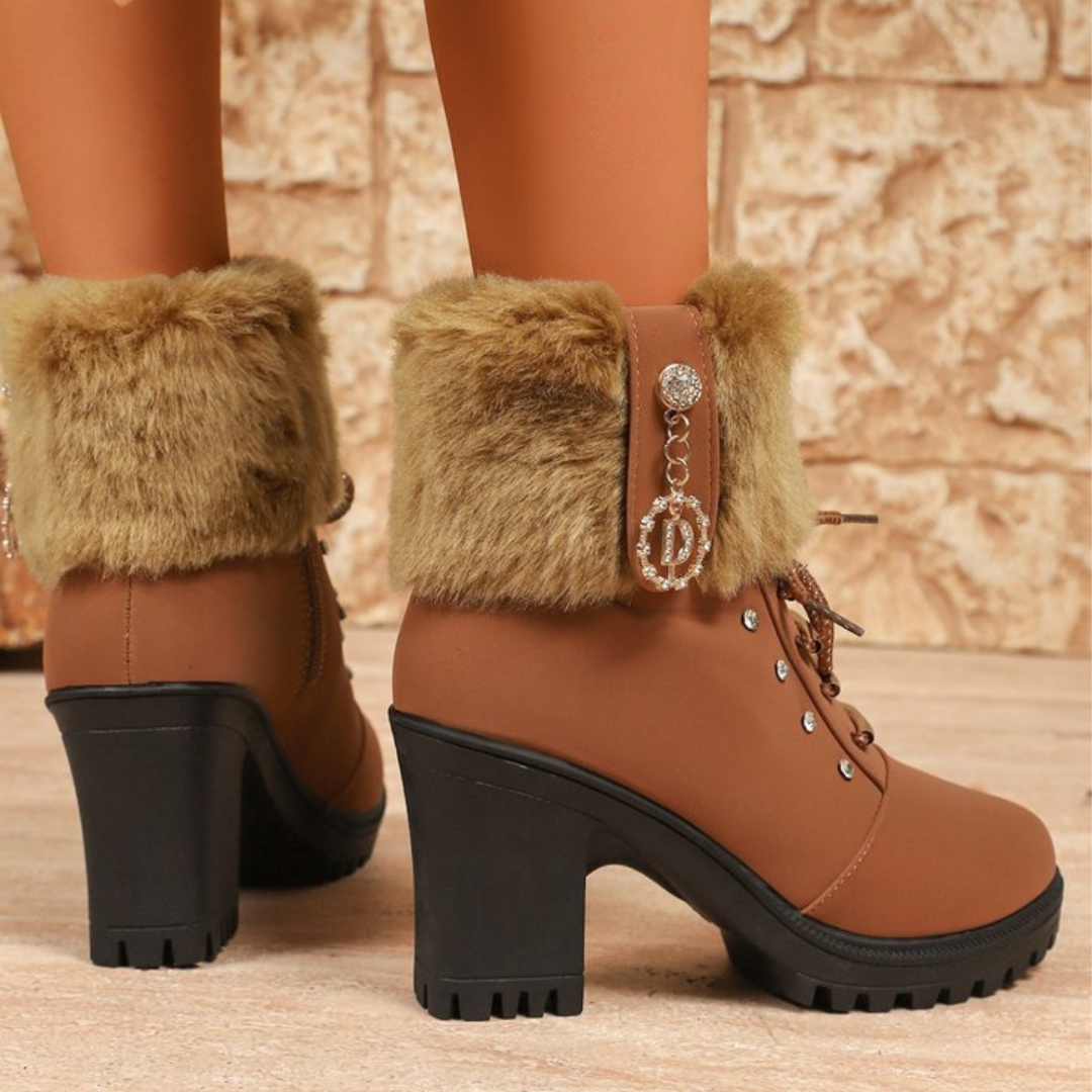 Velura | Faux Fur Winter Boots – Cozy Block Heel Style for Women
