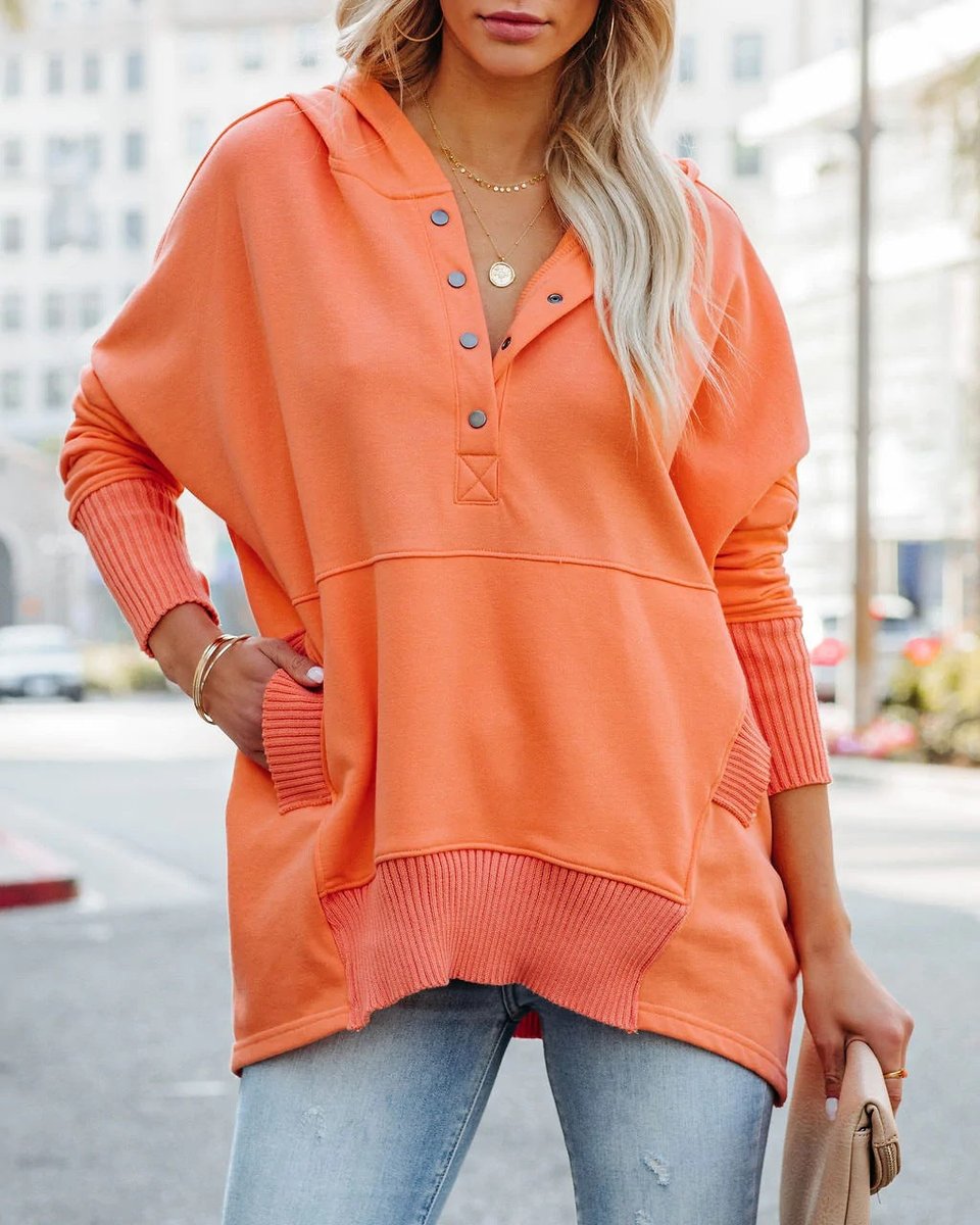 Rosielle | Relaxed Longline Hooded Drawstring Tunic Sweatshirt