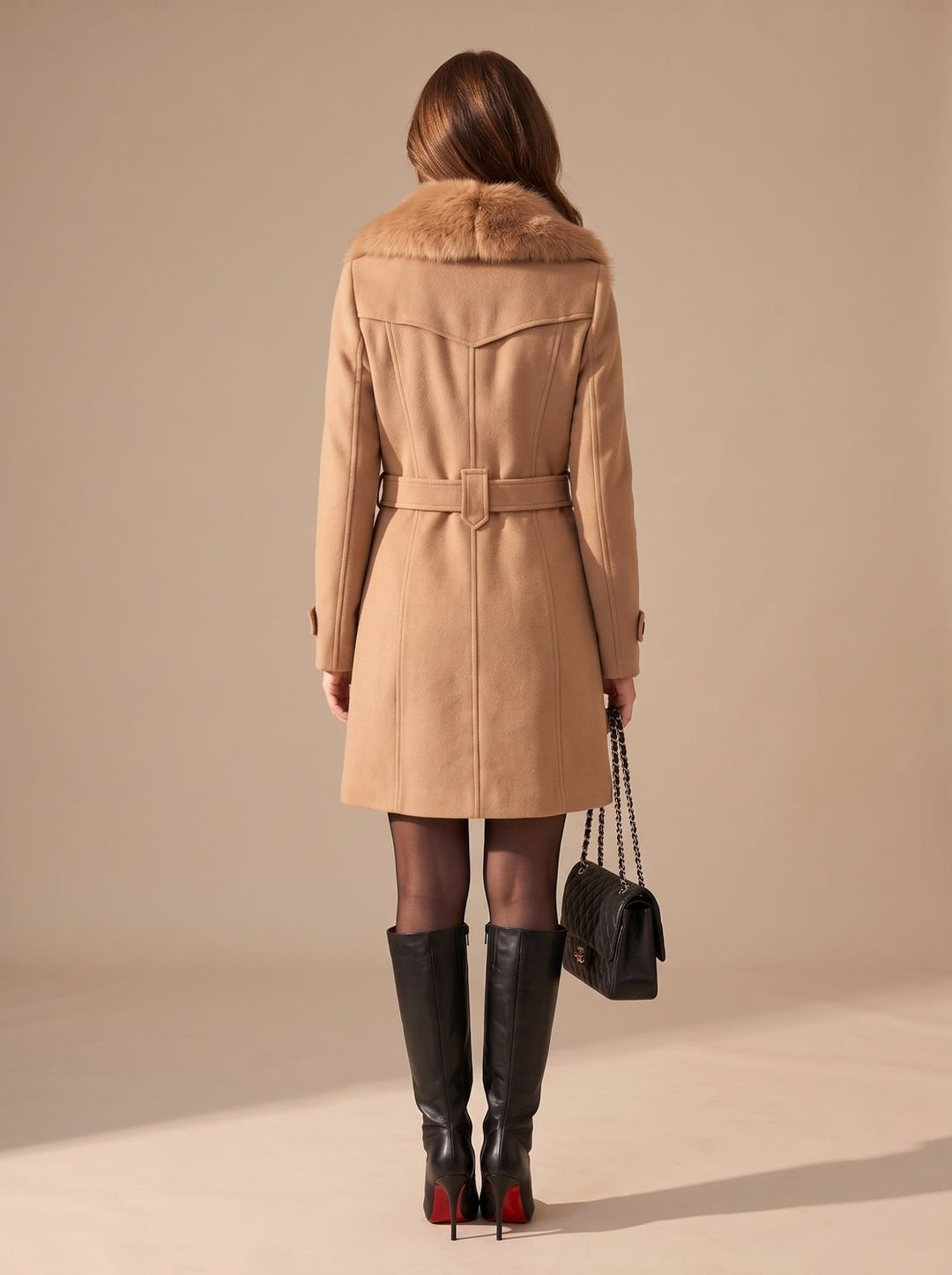Hannah | Faux Fur Coat – Elegant Slim-Fit Style for Women