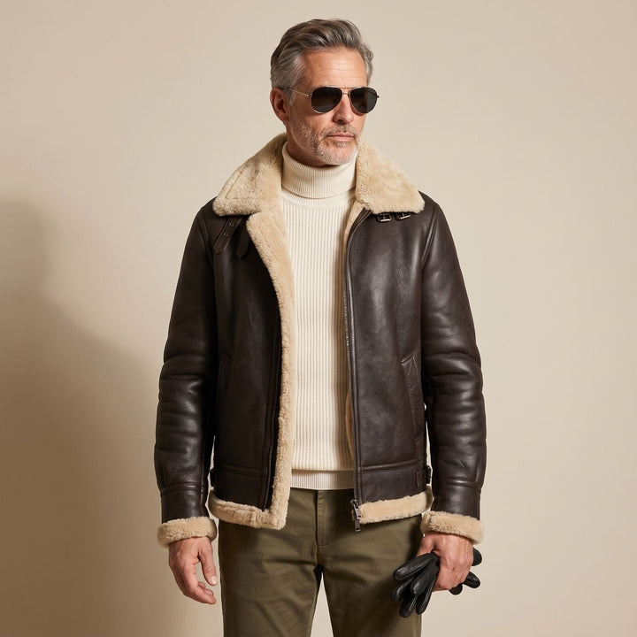 Falcon | Bomber Jacket with Teddy Fur Lining for Men