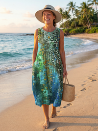 Lyra | Abstract Print Sleeveless Midi Dress