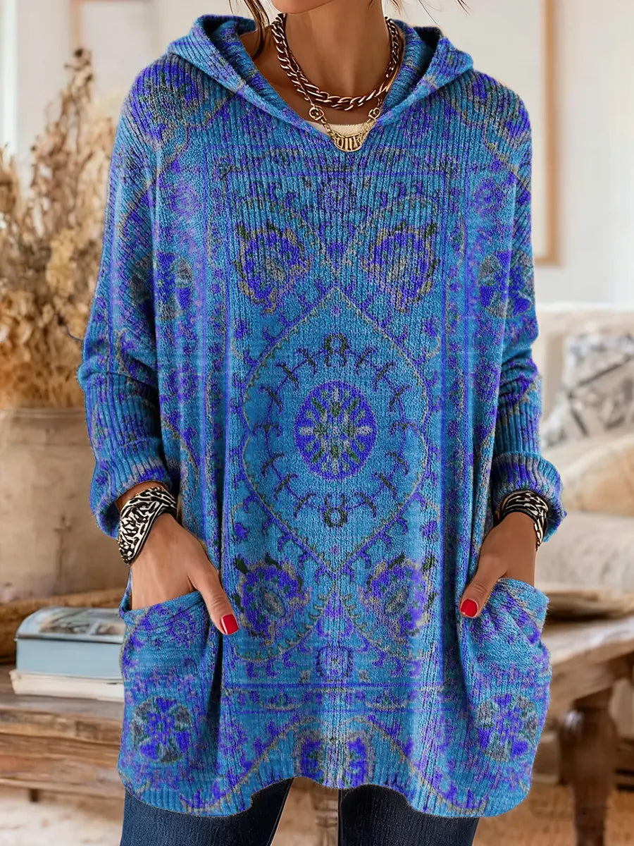 Vivante | Hooded Tunic – Vintage-Inspired Ethnic Print for Women