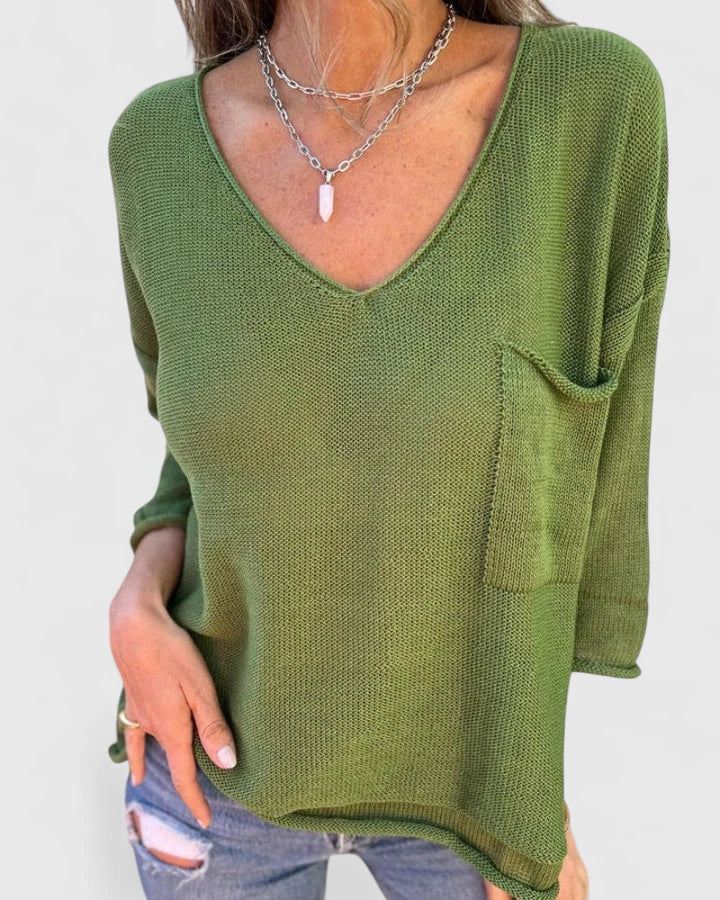 Rosalie | Top in maglia con scollo a V e tasche