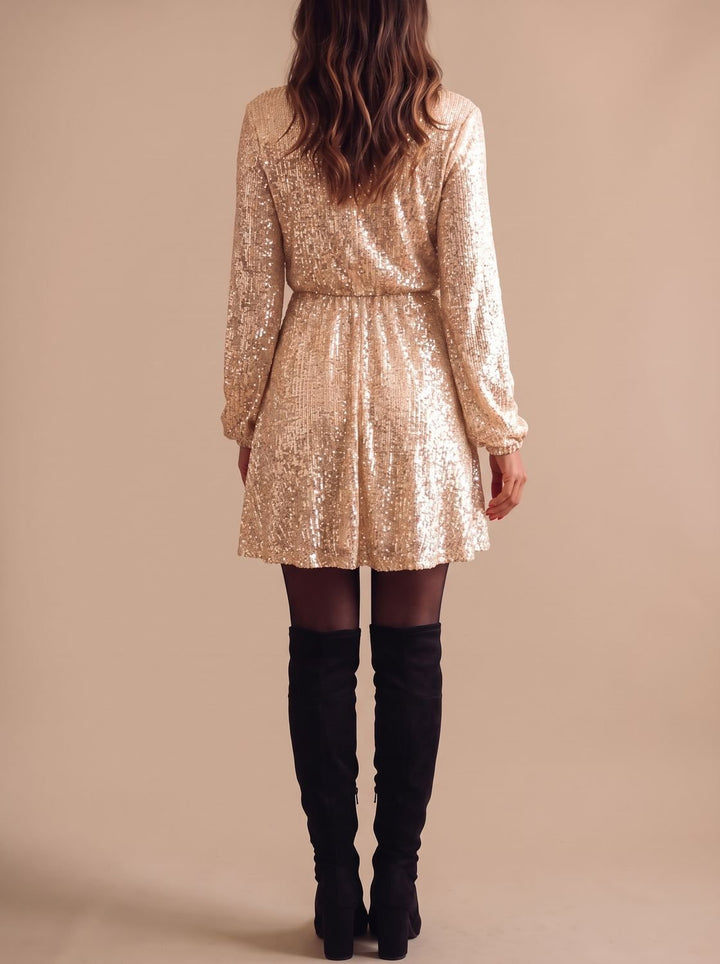 Starla | Sequin Wrap Dress – Flattering Long-Sleeve Style for Women