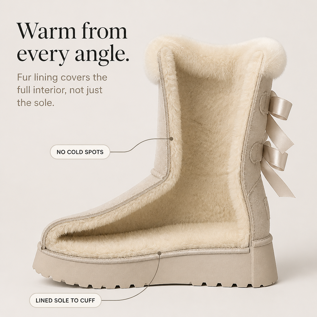 Bowelle | Plush-Lined Platform Bow Winter Boots for Women