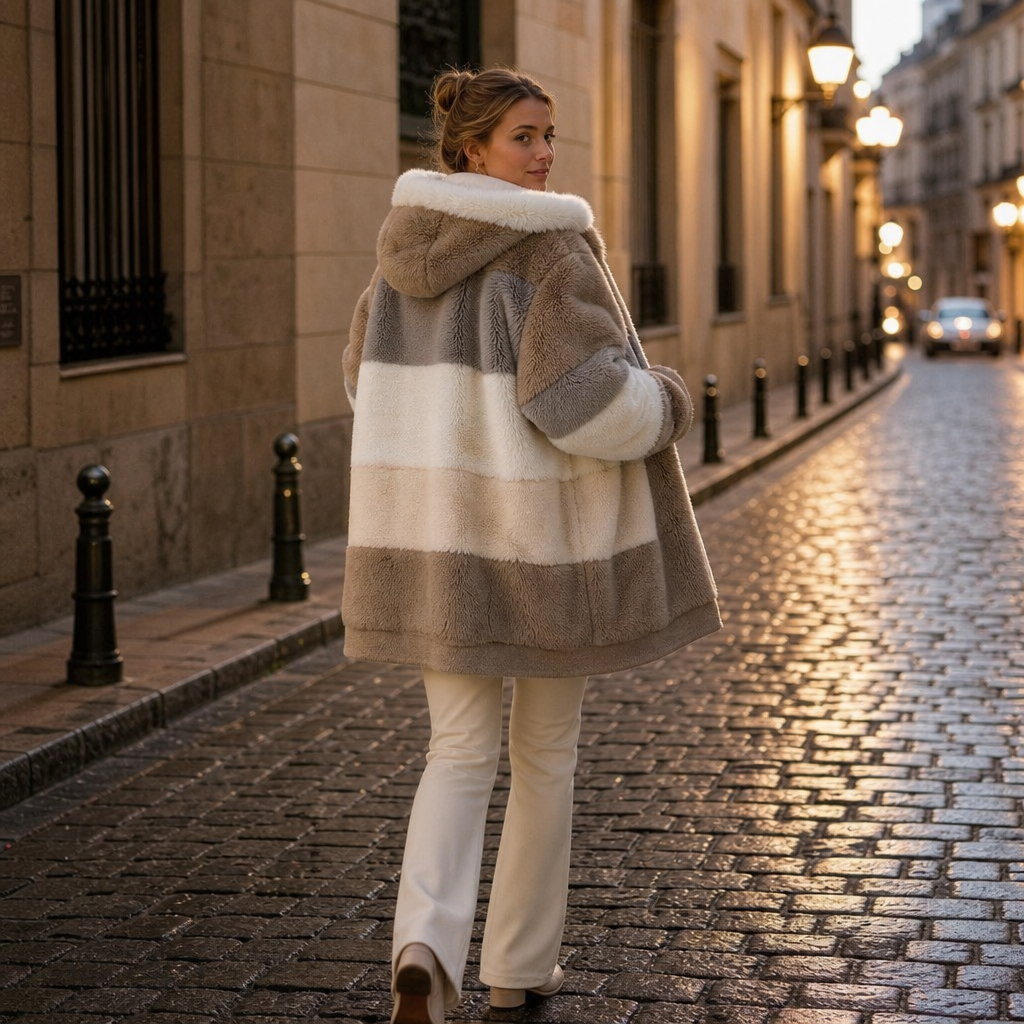Furvella | Color-Block Oversized Faux Fur Coat – Cozy Layer for Women