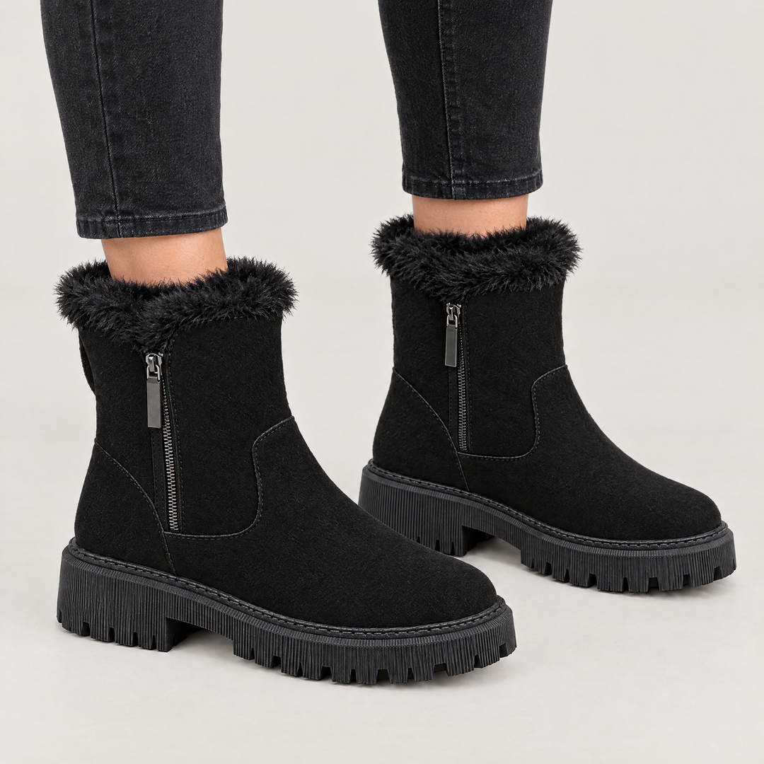 Clea | Winter Ankle Boots – Cleated Sole Shape for Women
