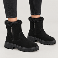 Sophie | Chunky Cleated-Sole Faux-Fur Ankle Boots