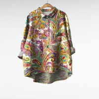 Maribel | Retro-Collar Long-Sleeve Relaxed Blouse