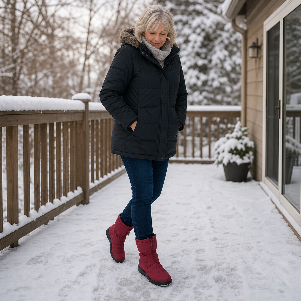 Frostbella | Quilted Snow Boots – Warm Side-Zip Style for Women