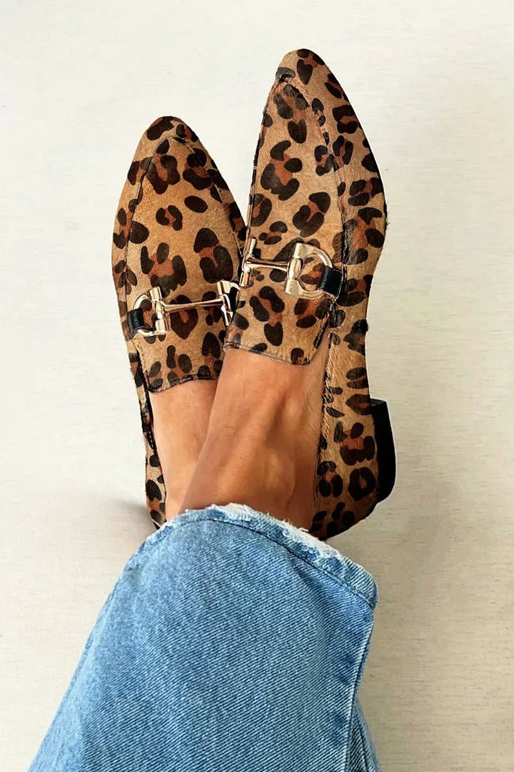 Lucia | Women's Printed Loafers with Metallic Accent