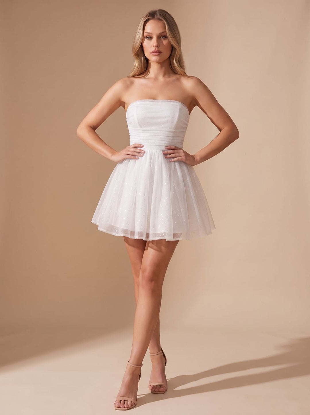 Mira | Glitter Mini Dress – Strapless Bustier Style for Women