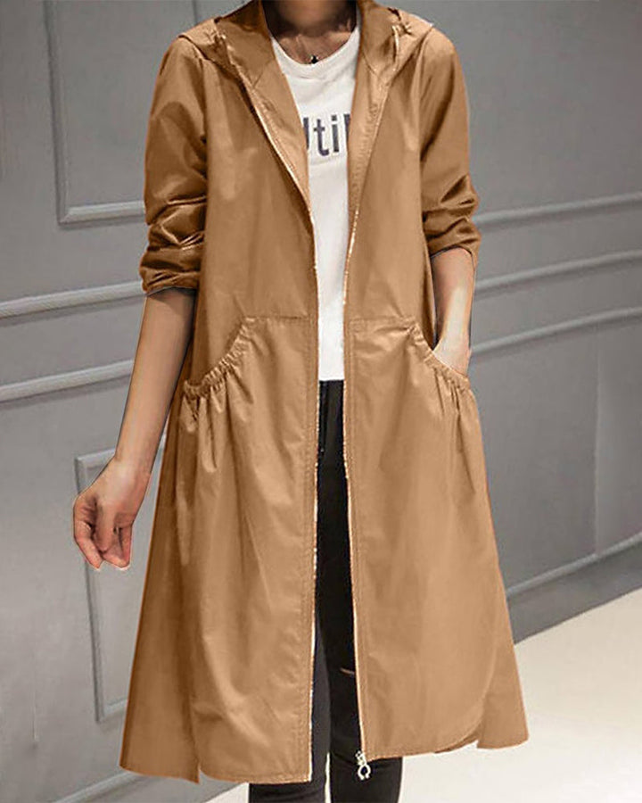 Aria | Trench lungo elegante da donna in tinta unita