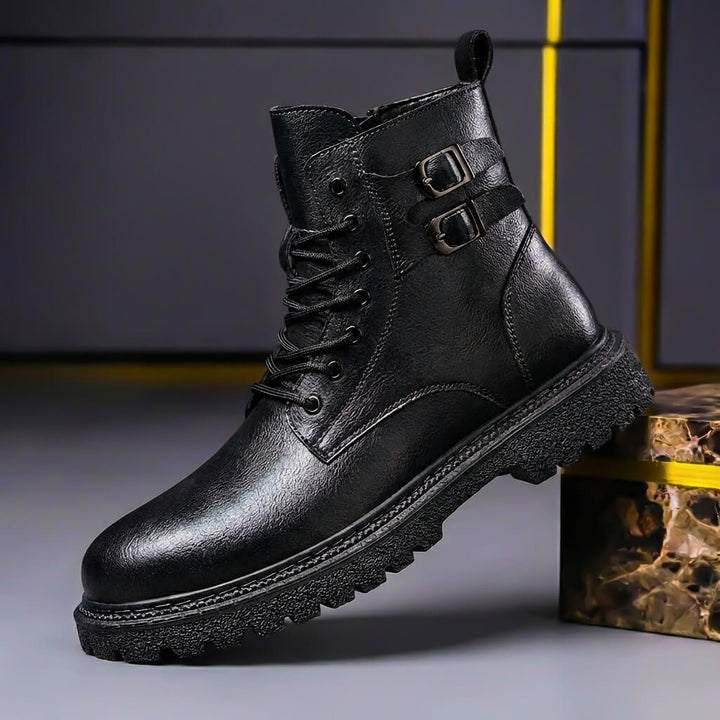 Marcus | Cowhide-Leather Buckle-Strap Lug-Sole Boots - Image 2