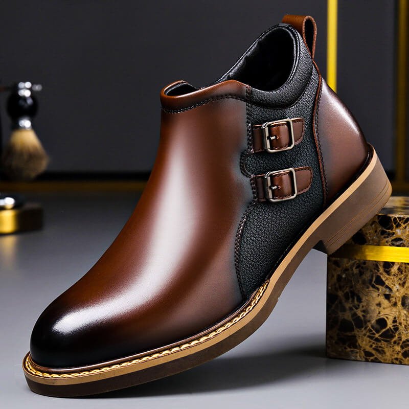 Julian | Italian-Leather Double-Buckle Ankle Boots