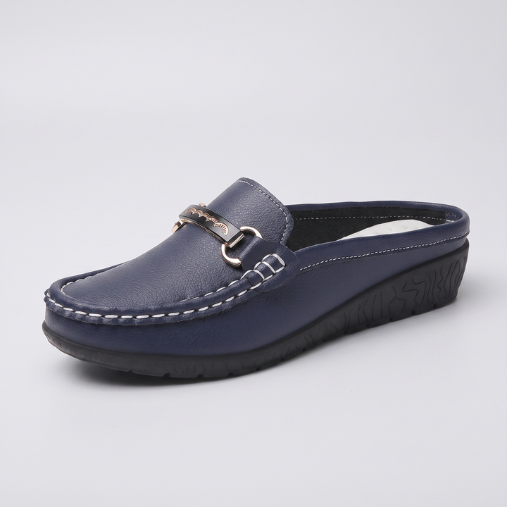 Amelie | Leather Buckle Comfort Wedge Loafers - Image 4