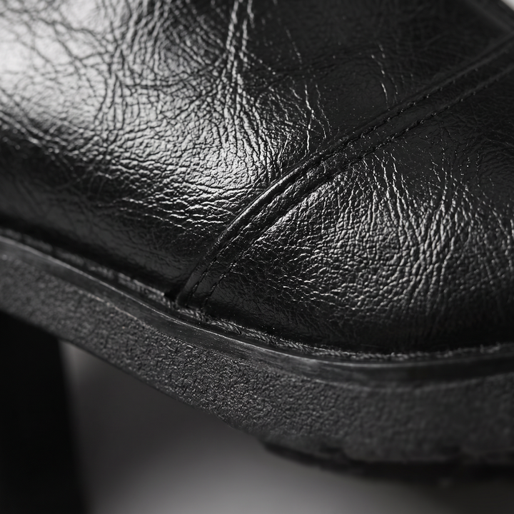Celeste | Leather Block-Heel Back-Zip Ankle Boots - Image 3