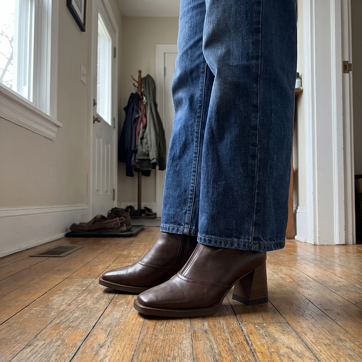 Celeste | Leather Block-Heel Back-Zip Ankle Boots - Image 4