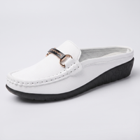 Amelie | Leather Buckle Comfort Wedge Loafers