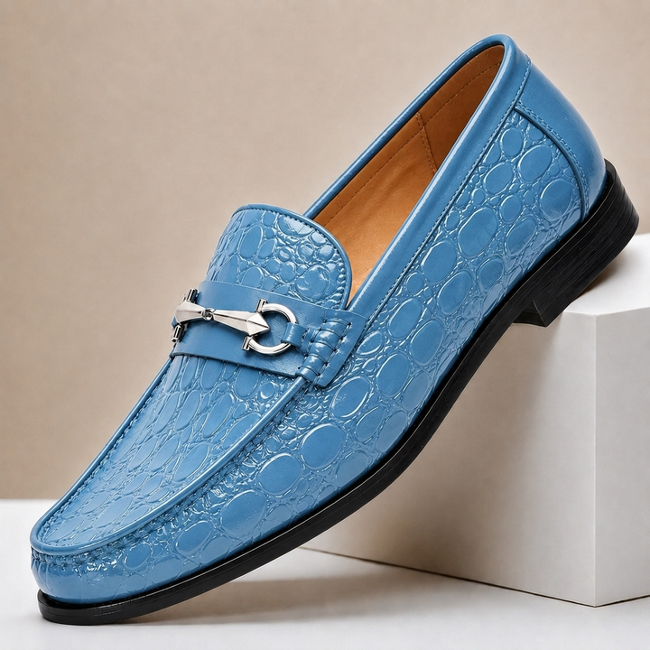 Lucian | Cowhide Croc-Texture Bit Loafers - Image 7