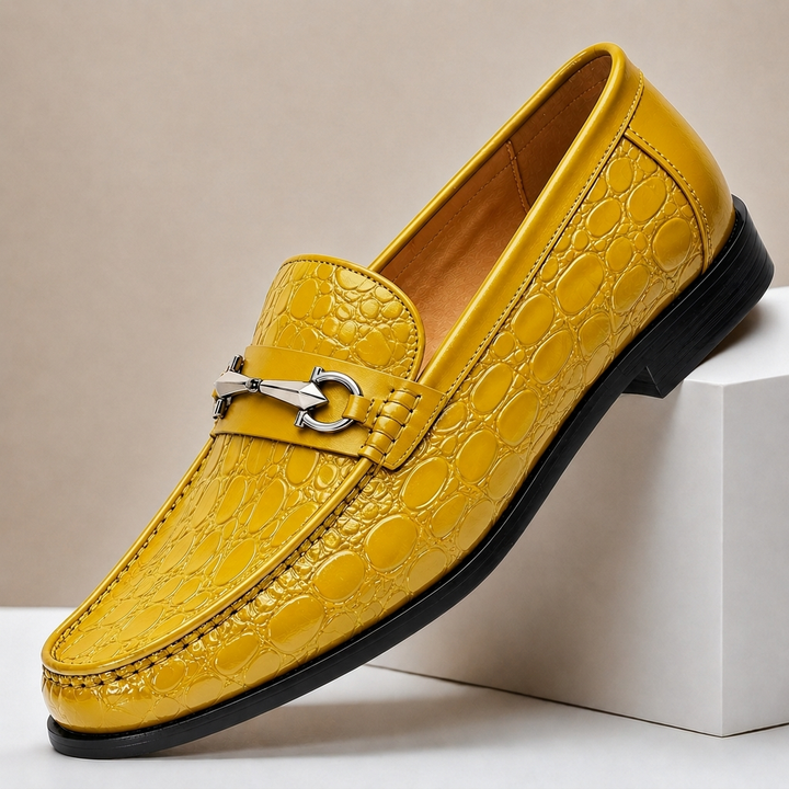 Lucian | Cowhide Croc-Texture Bit Loafers - Image 8