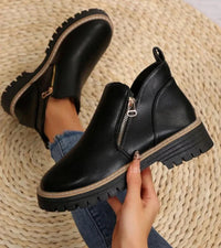Aria | Cushioned Side-Zip Lug-Sole Ankle Boots