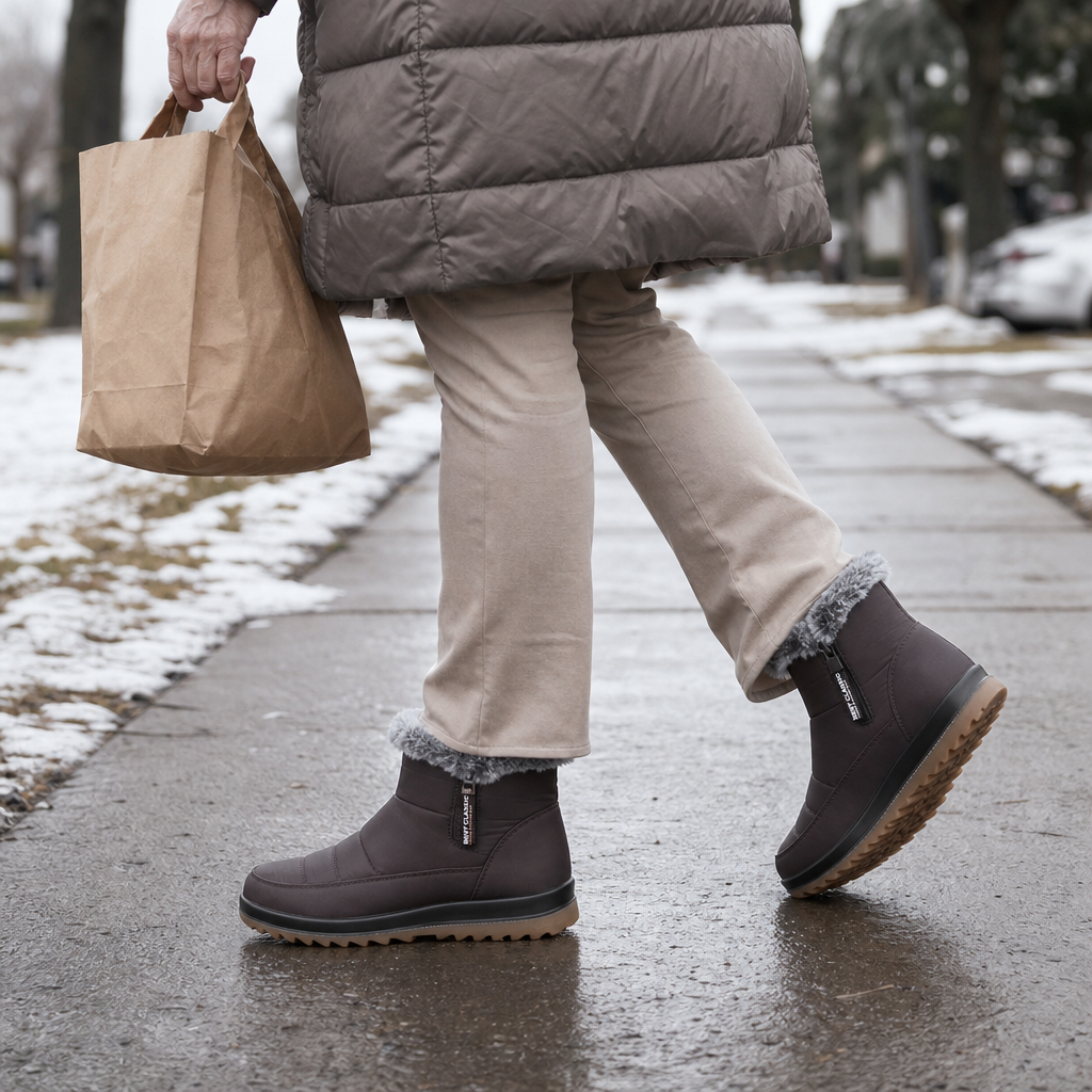 Warmalia | Waterproof Slip-On Snow Boots – Faux Fur-Lined Comfort for Women